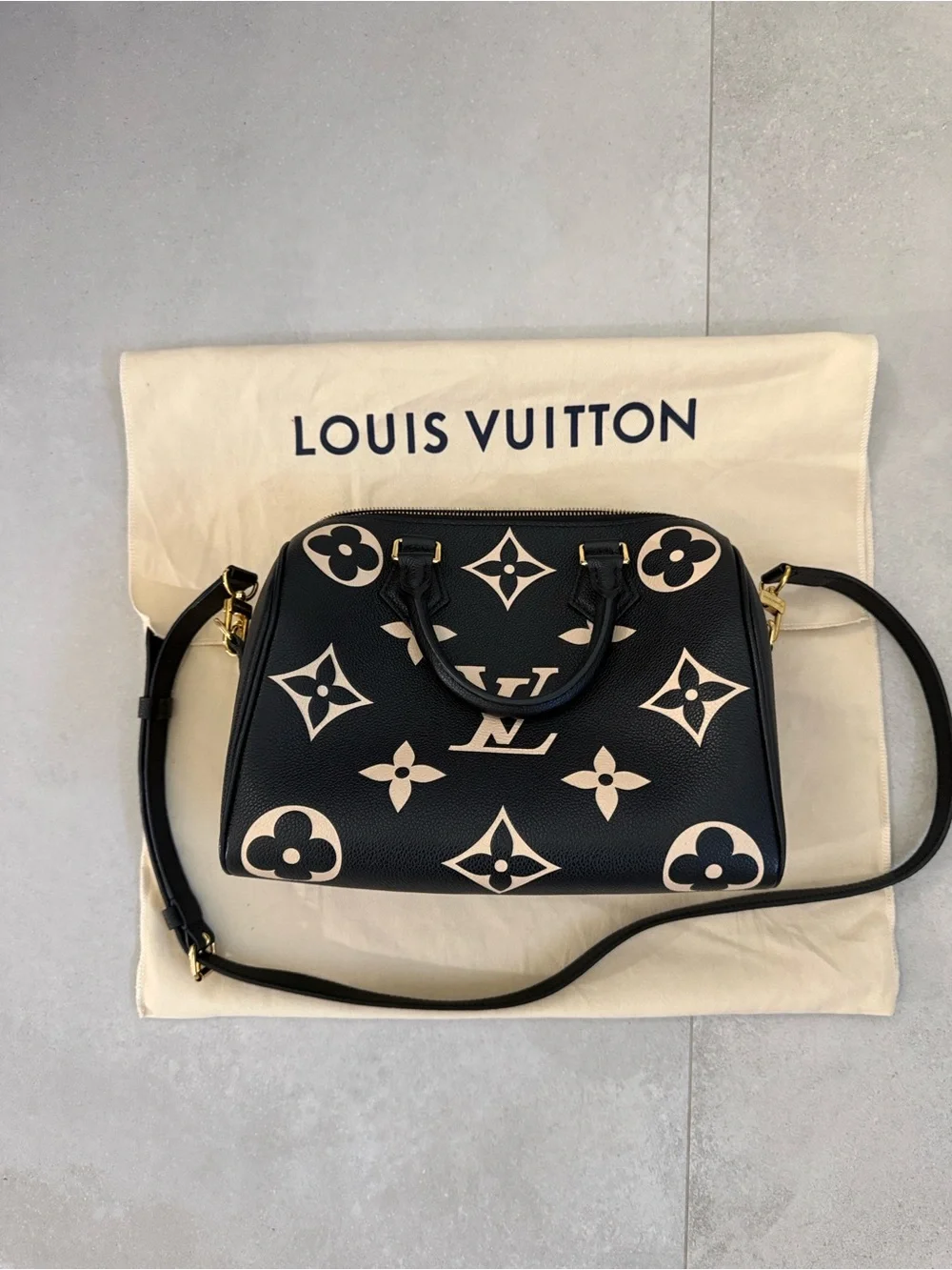 Louis Vuitton Black & Cream Monogram Alma BB Satchel
